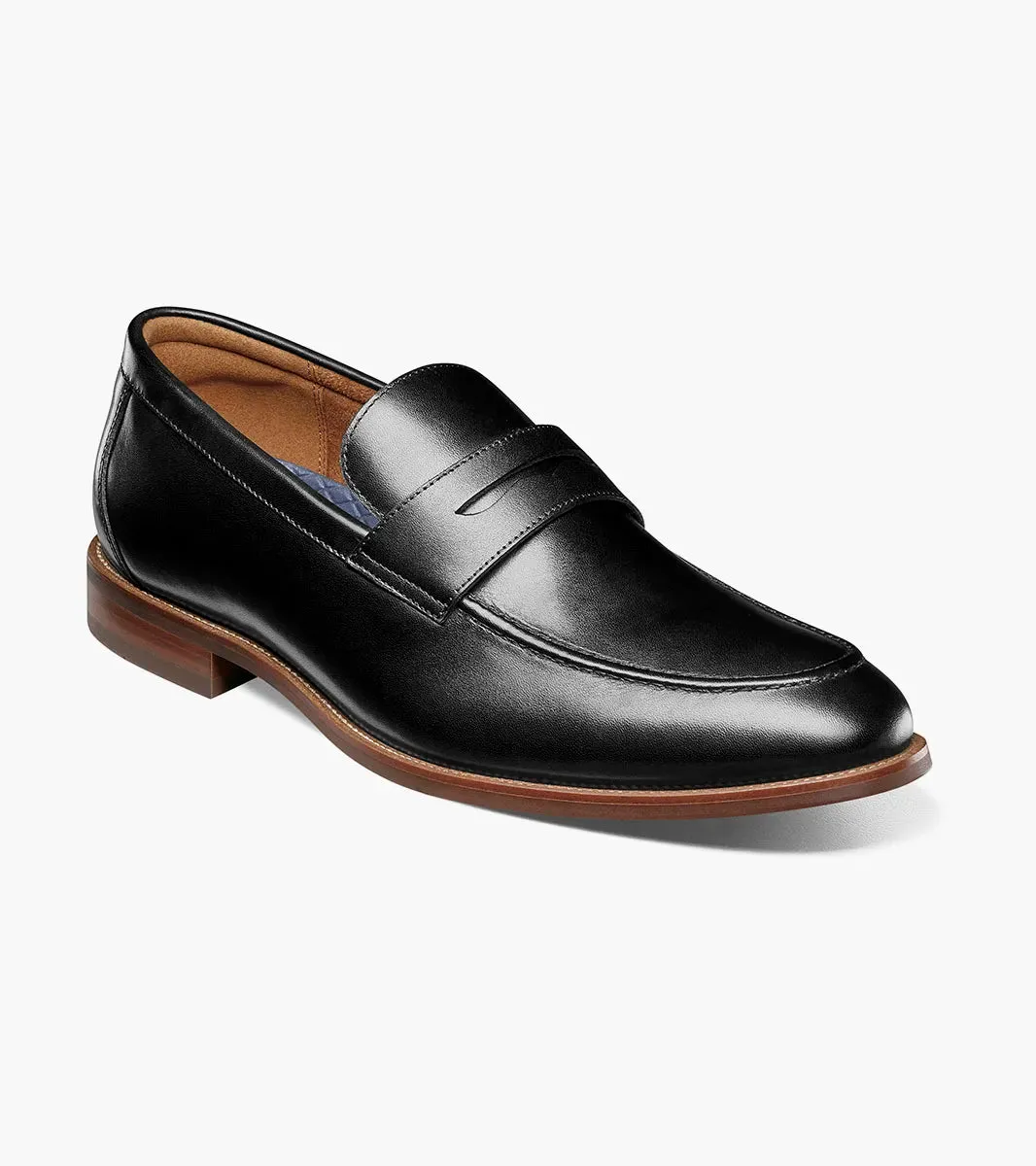Rucci Moc Toe Penny Loafer-Black | Florsheim Athletic materials Eco Friendly Sole