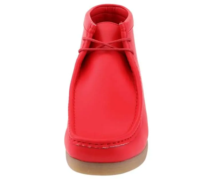 Amali Jason2 High Top Men’s Vegan Leather Chukka Boots Red