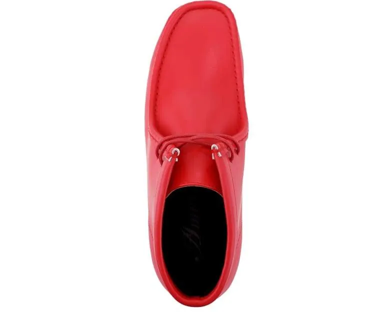 Amali Jason2 High Top Men’s Vegan Leather Chukka Boots Red