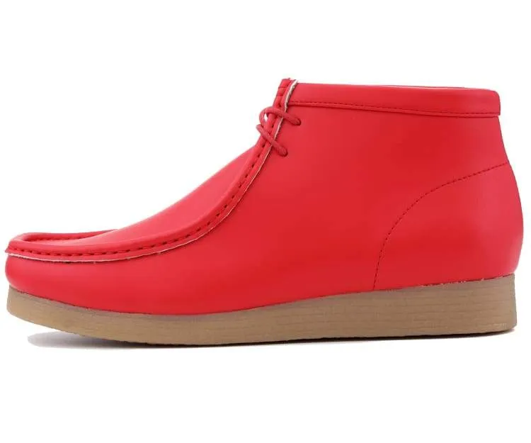 Amali Jason2 High Top Men’s Vegan Leather Chukka Boots Red