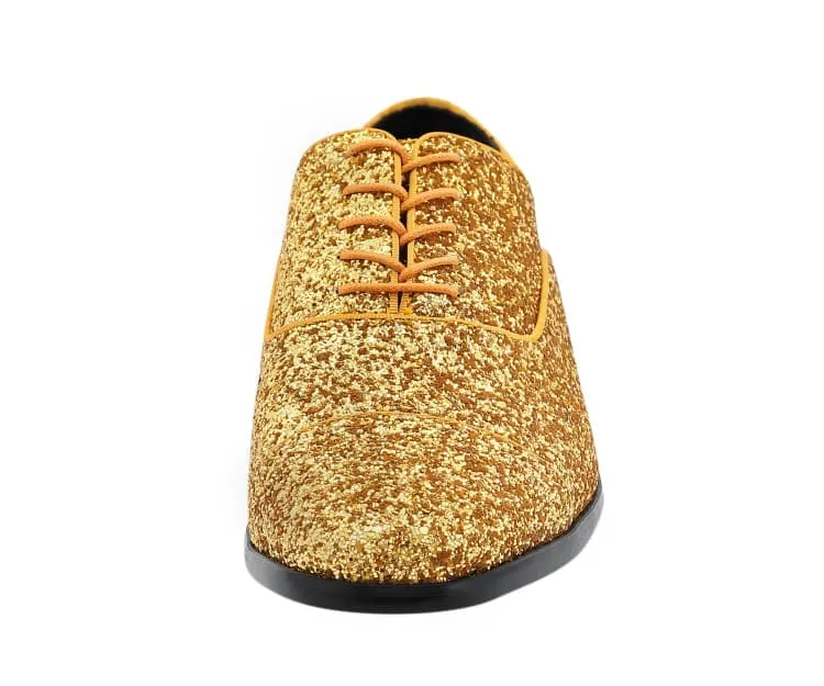 Amali Lawrence Glitter Oxfords Men’s Gold Dress Shoes