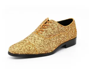 Amali Lawrence Glitter Oxfords Men’s Gold Dress Shoes