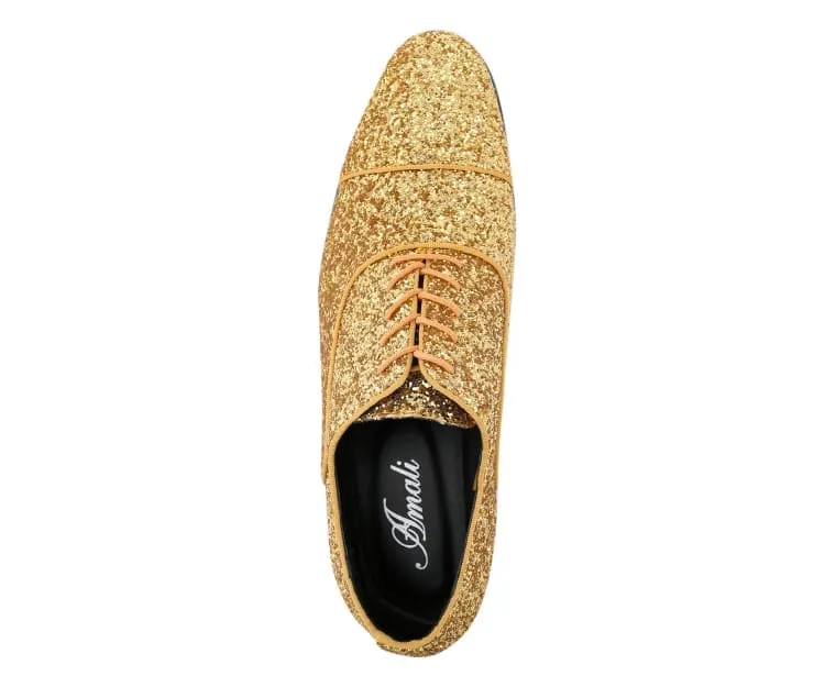 Amali Lawrence Glitter Oxfords Men’s Gold Dress Shoes