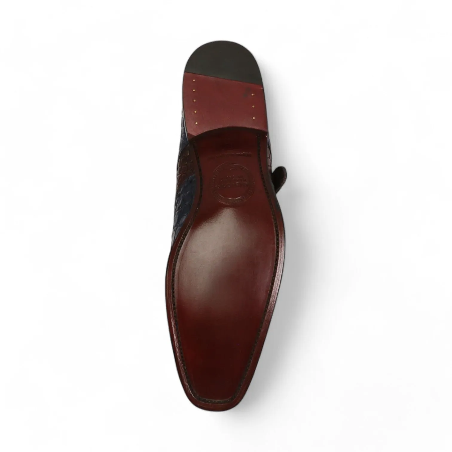 Ambrogio Men's Shoes Crocodile Print Leather Single Monk-Strap Loafers (AMB2566)