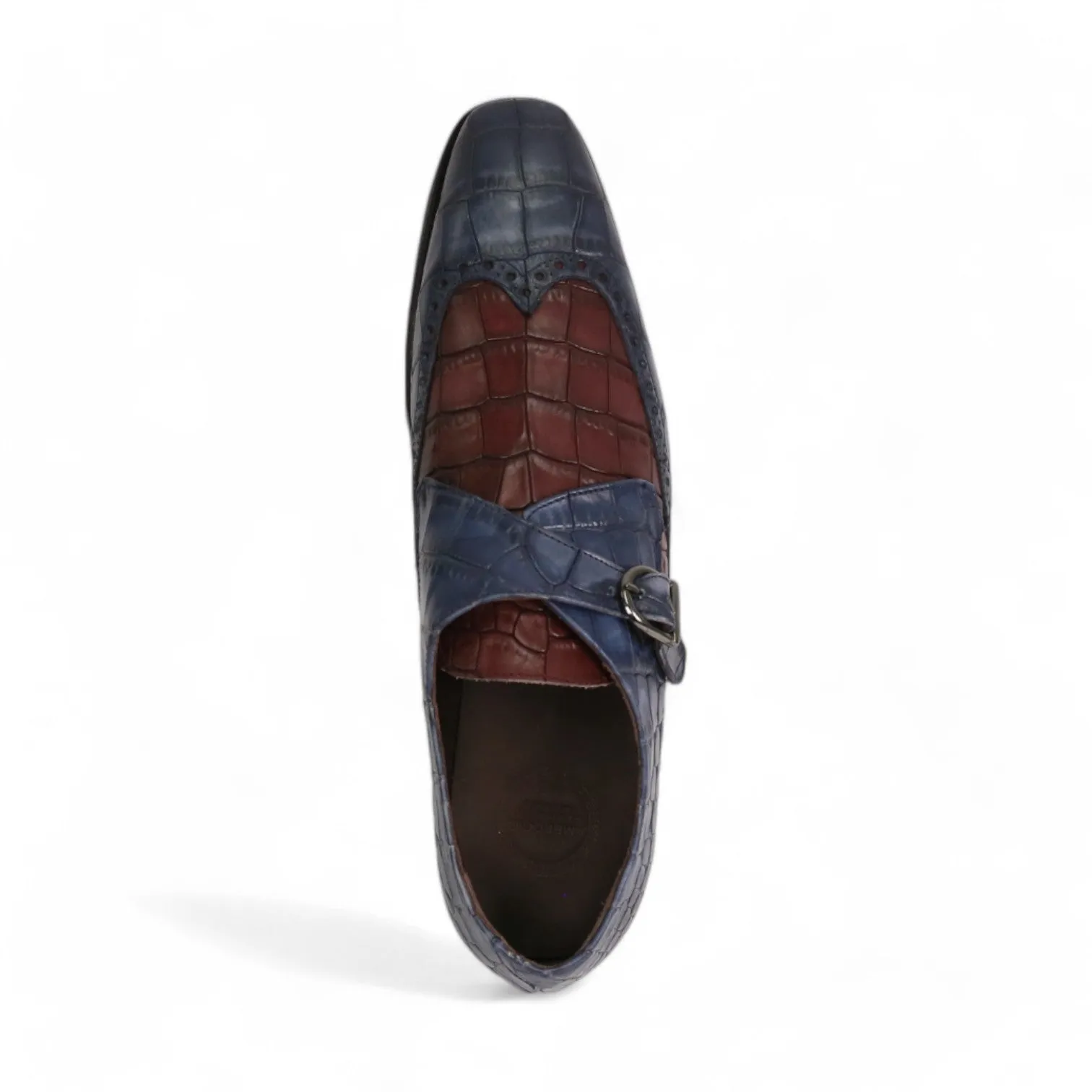 Ambrogio Men's Shoes Crocodile Print Leather Single Monk-Strap Loafers (AMB2566)