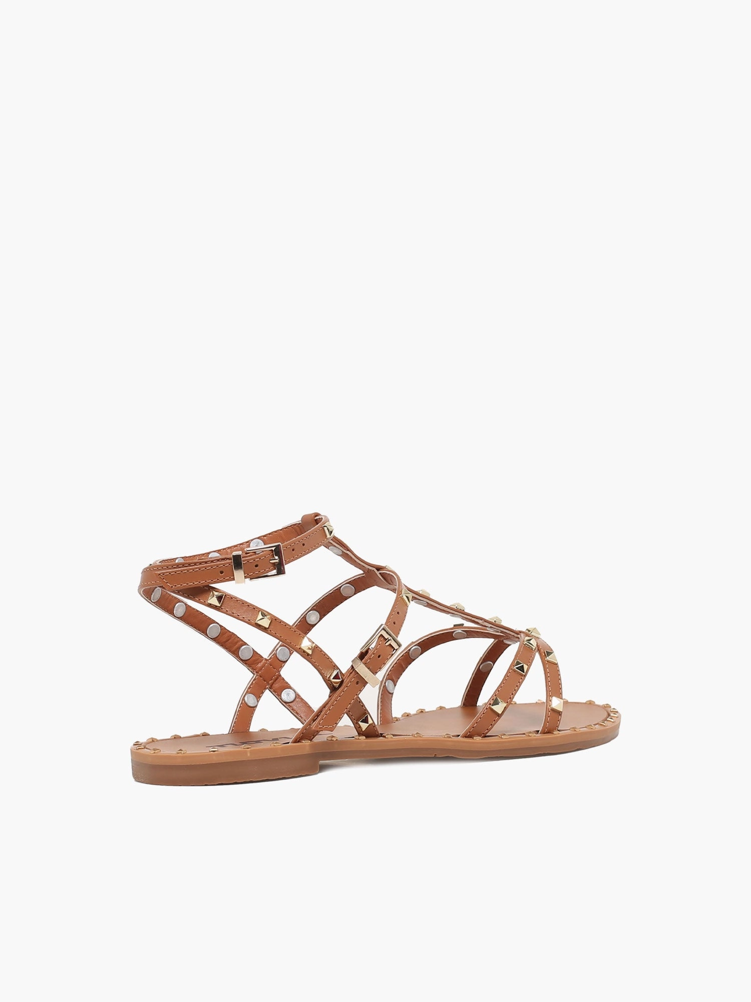 Chic Sandals for Vacation Anaira Tan Gold napa