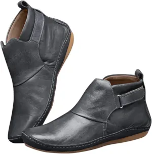 Ankle Boots for Women No Heel 2022 New Arch Support Boots Side Zipper Vintage Leather Damping Shoes Flat Booties