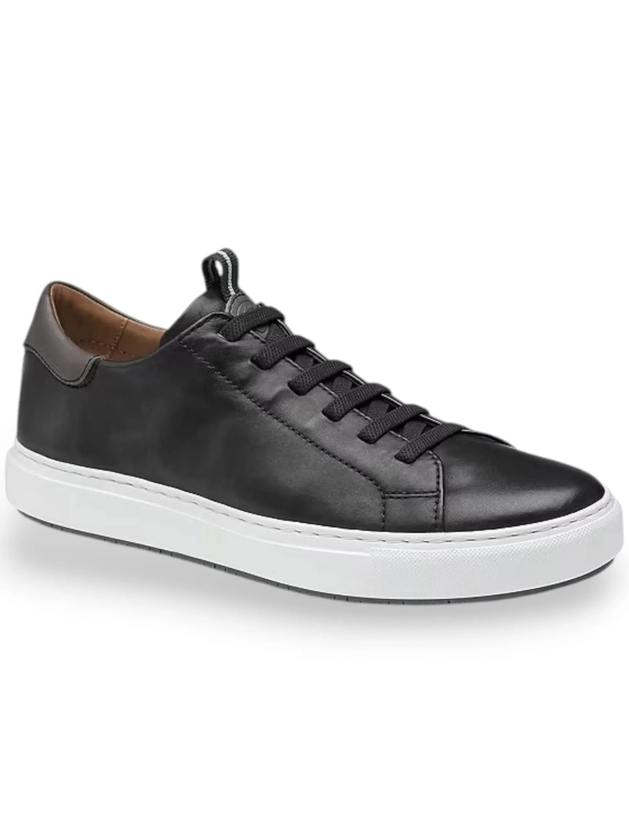 Wide Toe Box Design Anson Leather Lace-To-Toe Sneakers - Black