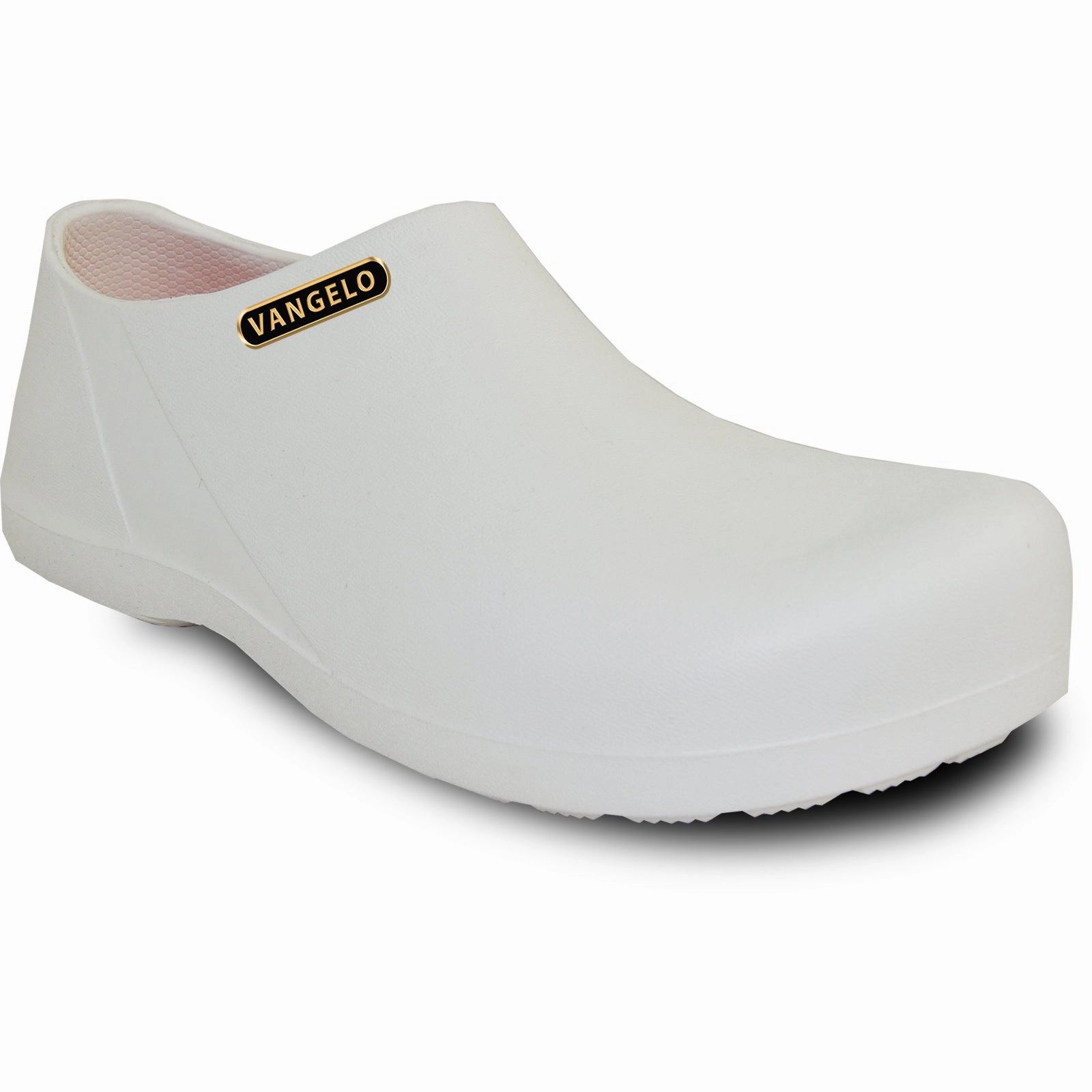 airport use hypoallergenic shoes VANGELO Men Slip Resistant Clog CARLISLE White