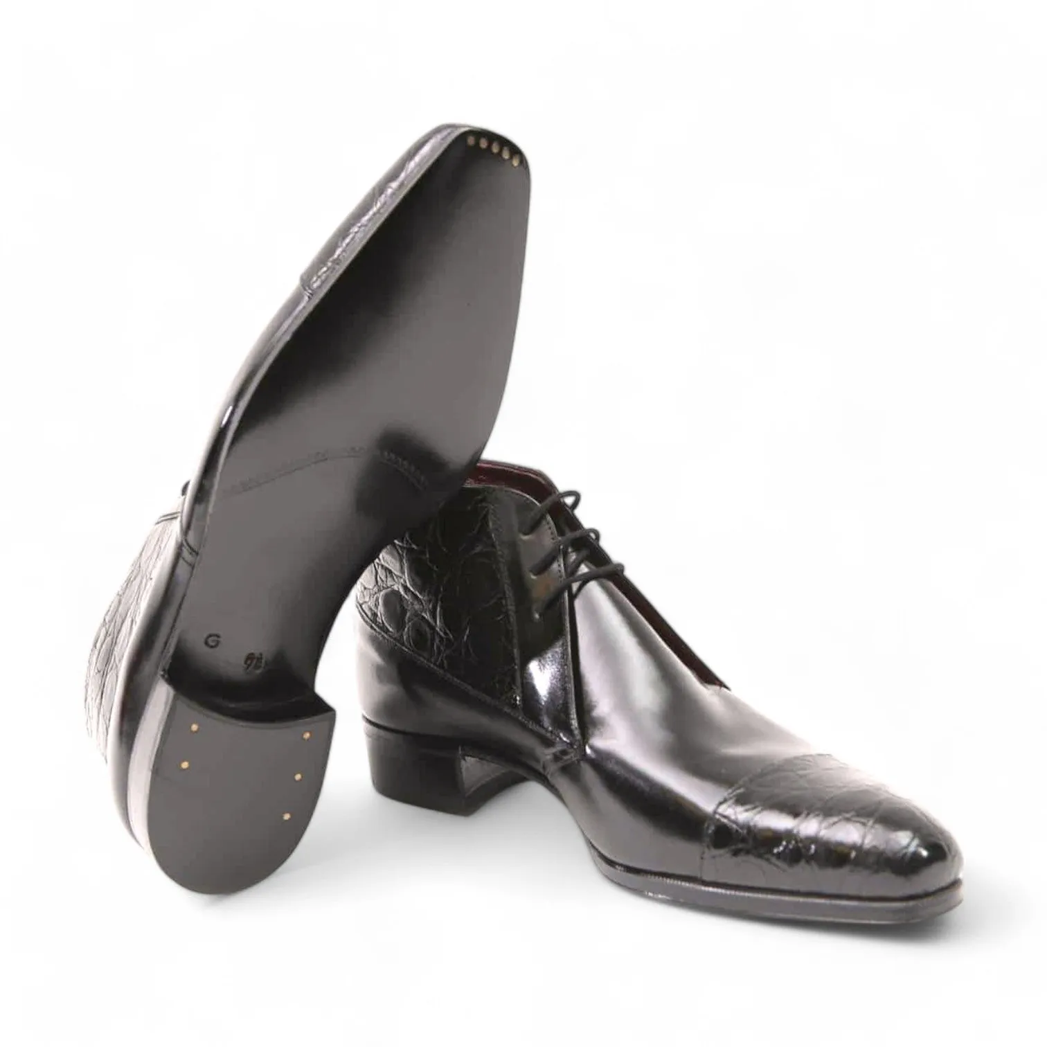 Artioli Enea Men's Shoes Exotic Crocodile / Calf-Skin Leather Chukka Boot (ART1092)