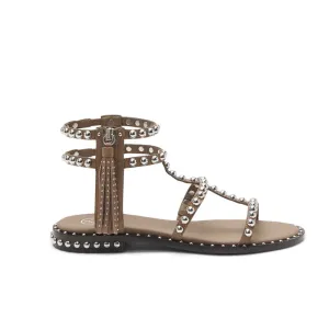 ASH Power Chocolate Brown Leather & Silver Studs Sandals