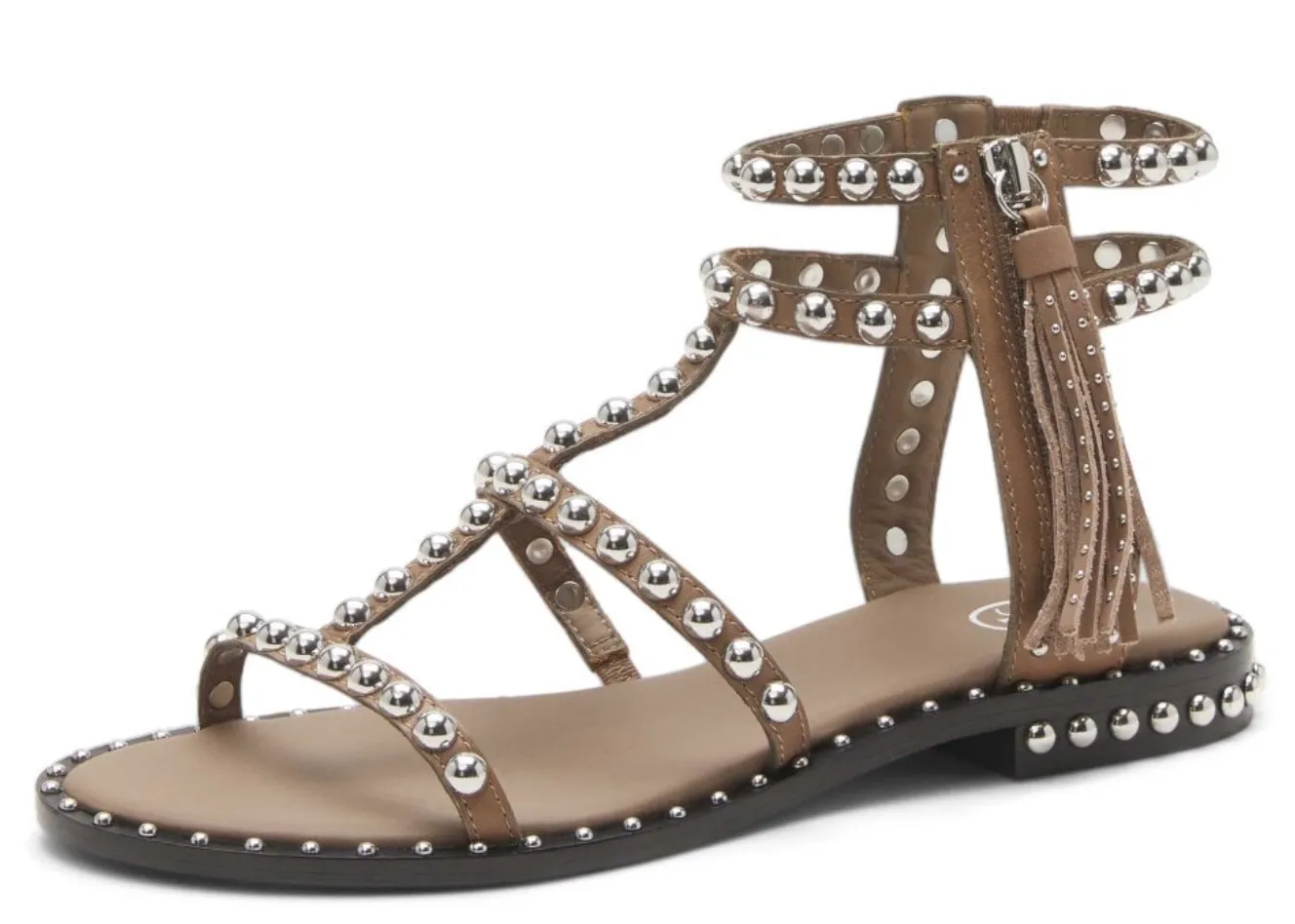 ASH Power Chocolate Brown Leather & Silver Studs Sandals