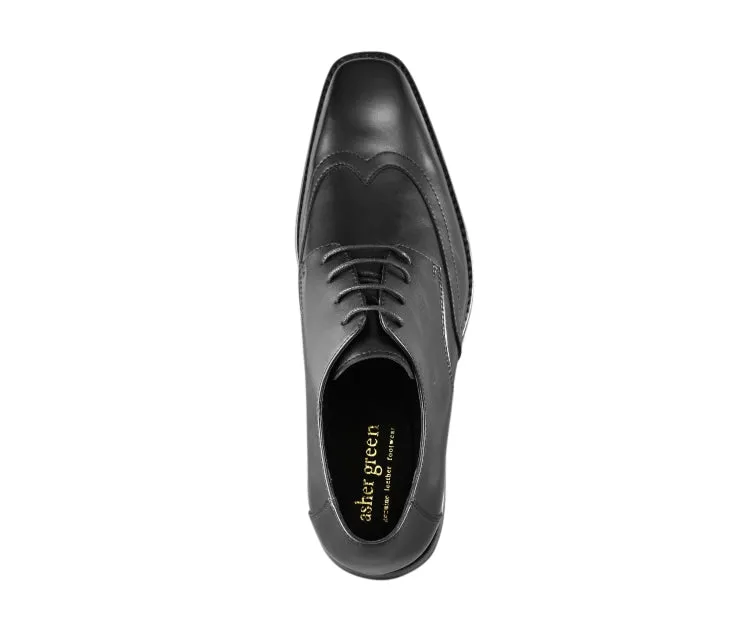 Asher Green Ag112C Elegant Oxford Wingtip Black Leather Shoes For Men