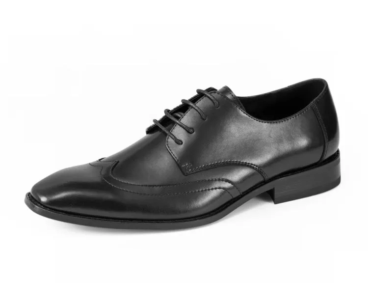 Asher Green Ag112C Elegant Oxford Wingtip Black Leather Shoes For Men
