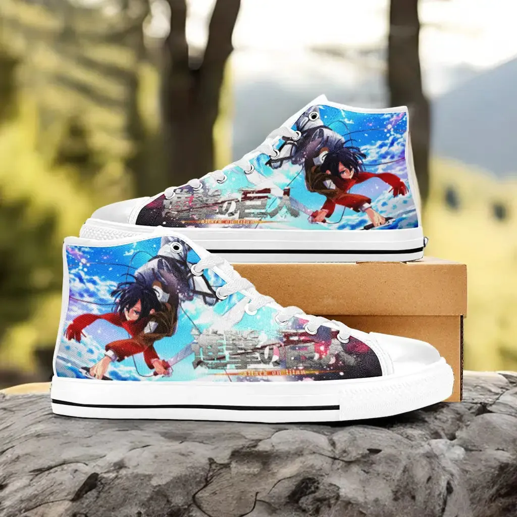 Attack on Titan Mikasa Shoes High Tops Sneakers for Kids and Adults