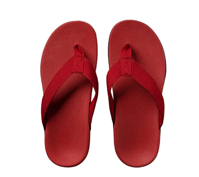 Axign Premium Orthotic Flip Flops with Arch Support – Wine Red (Mens)