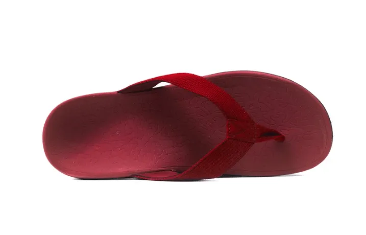 Axign Premium Orthotic Flip Flops with Arch Support – Wine Red (Mens)