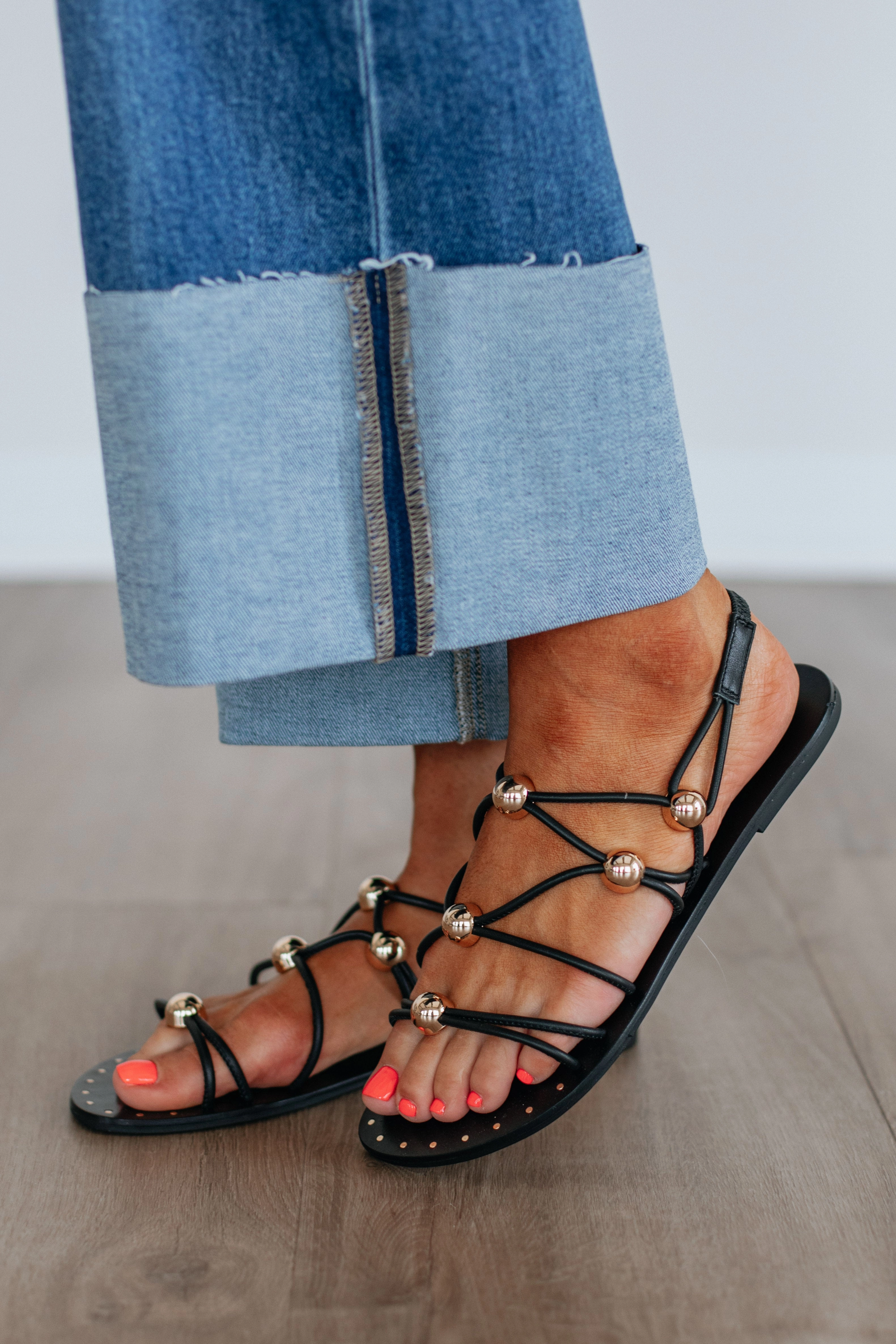 Fresh New Attitude Sandals - Black Peace Mood