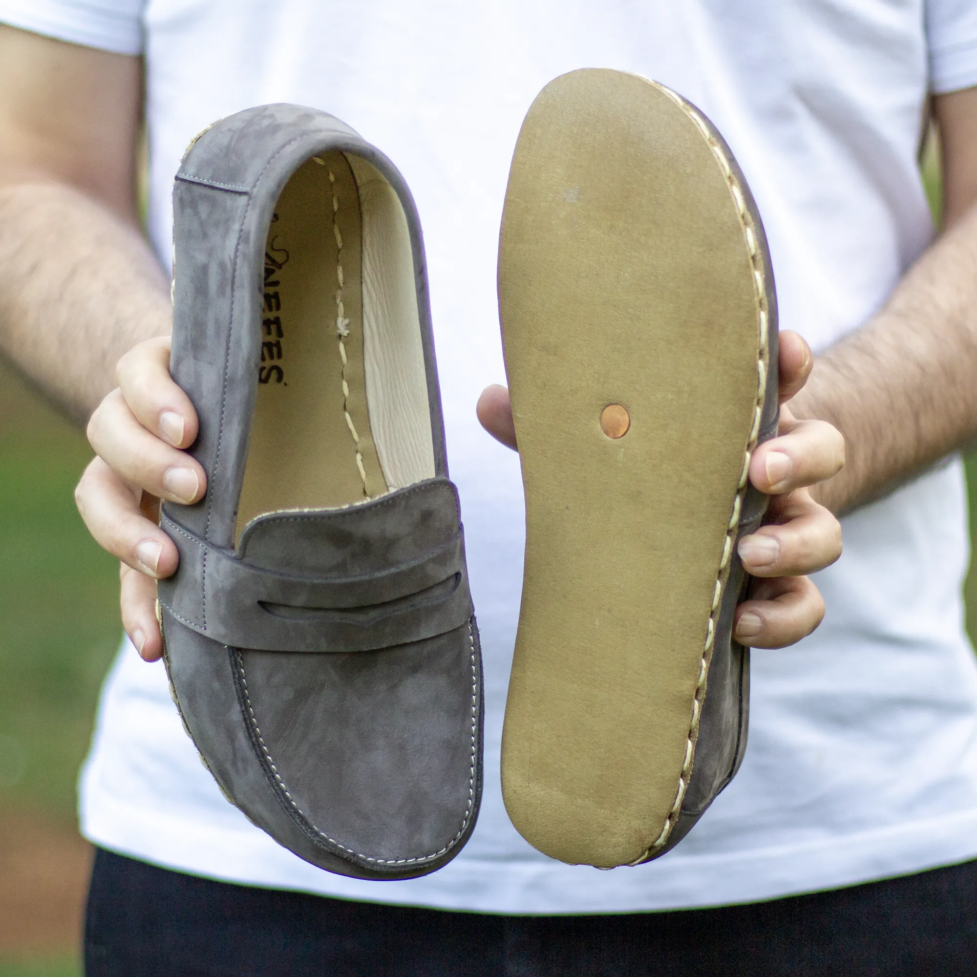 Barefoot Earthing Shoes Gray Nubuck Men