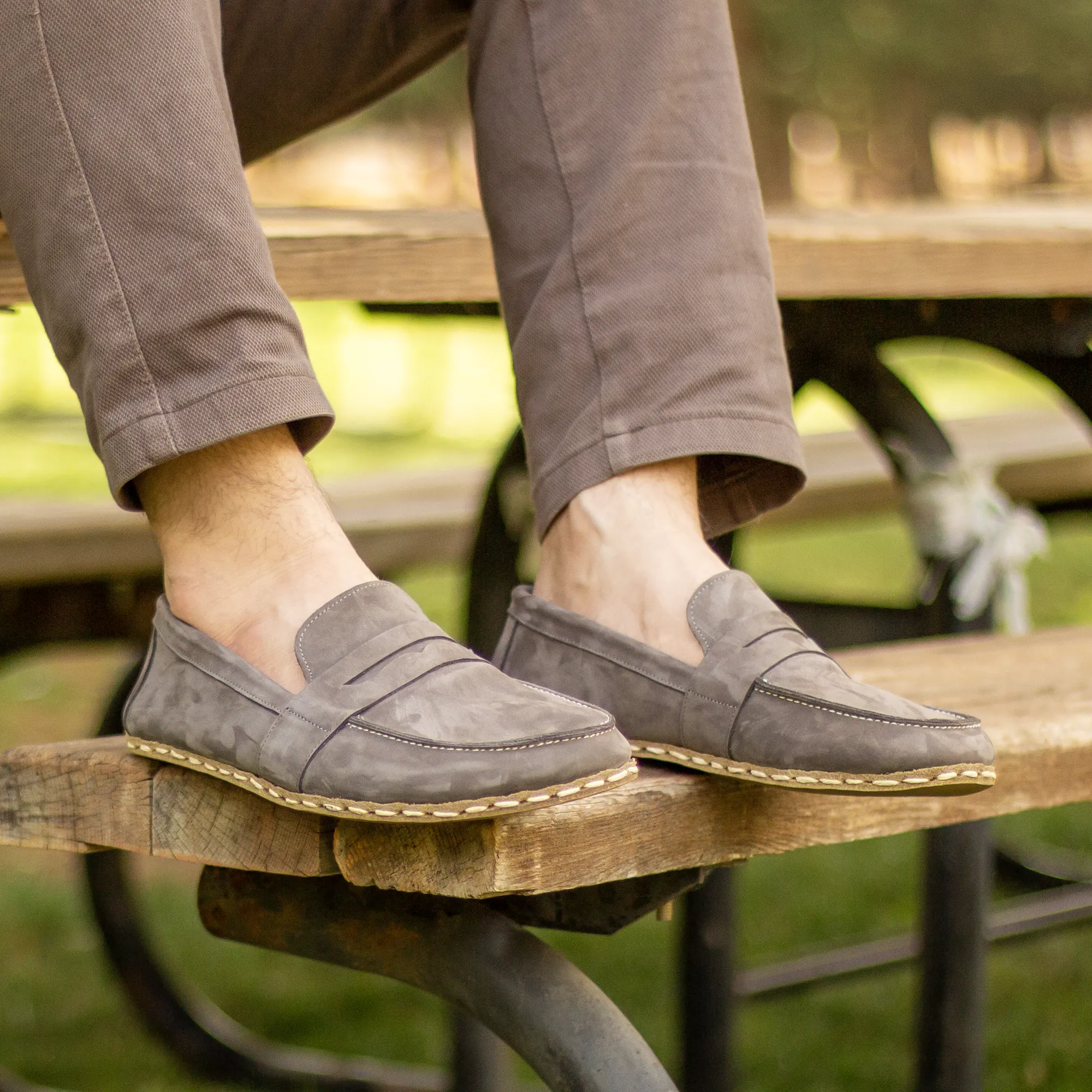 Barefoot Earthing Shoes Gray Nubuck Men