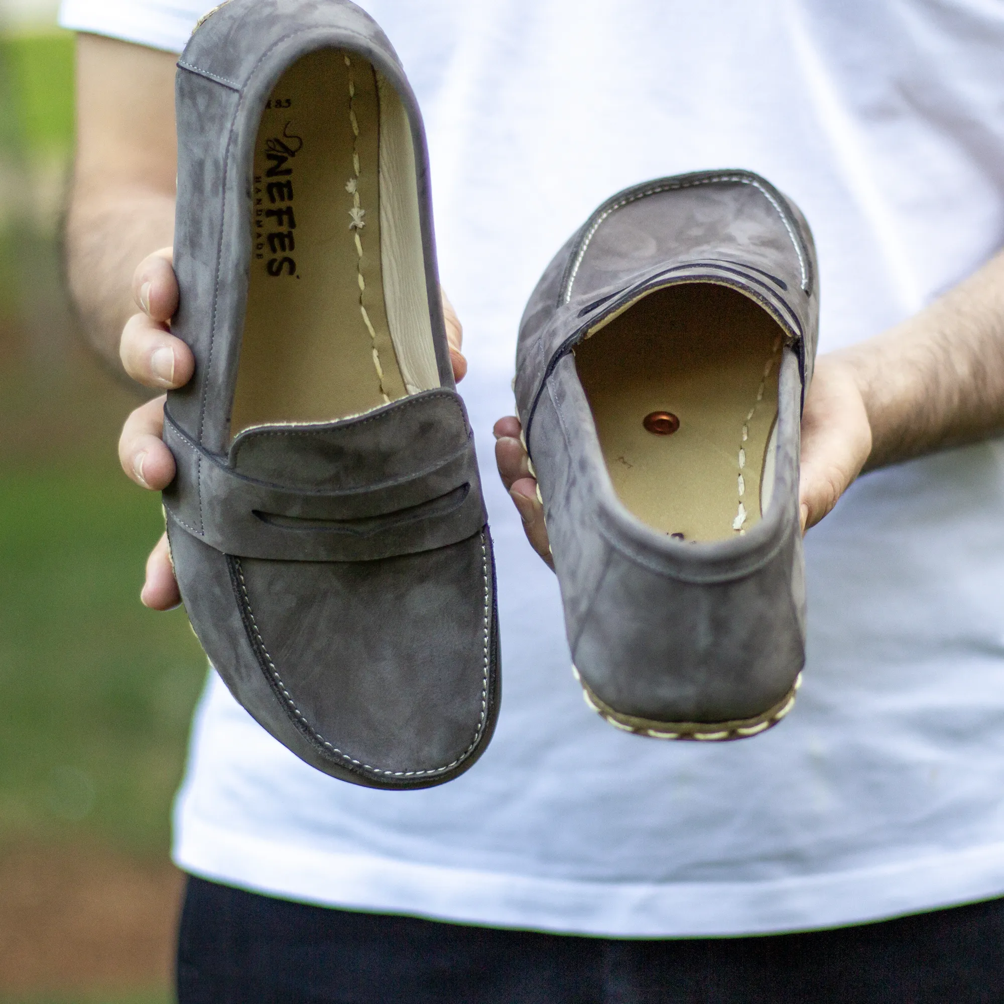 Barefoot Earthing Shoes Gray Nubuck Men