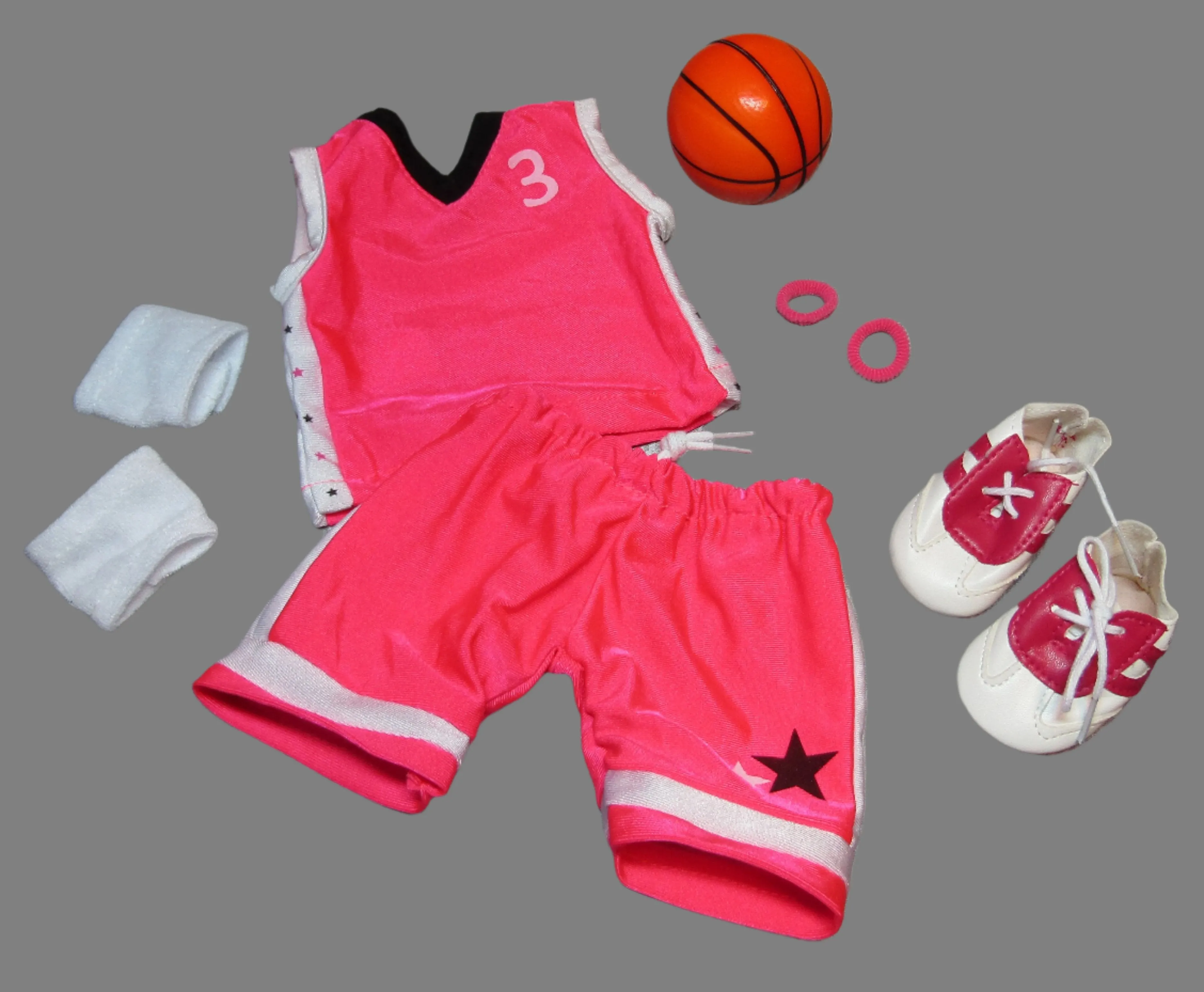 Basketball 6 Pc Outfit 18 inch Doll: Hot Pink