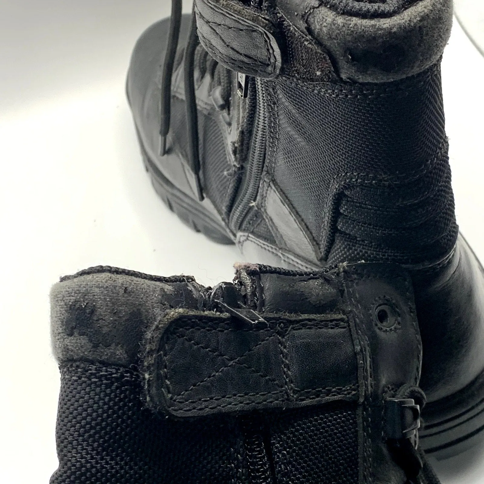 BATES Men's Black Leather Tactical 8" Side-Zip Lace-Up Military Boots SZ 9