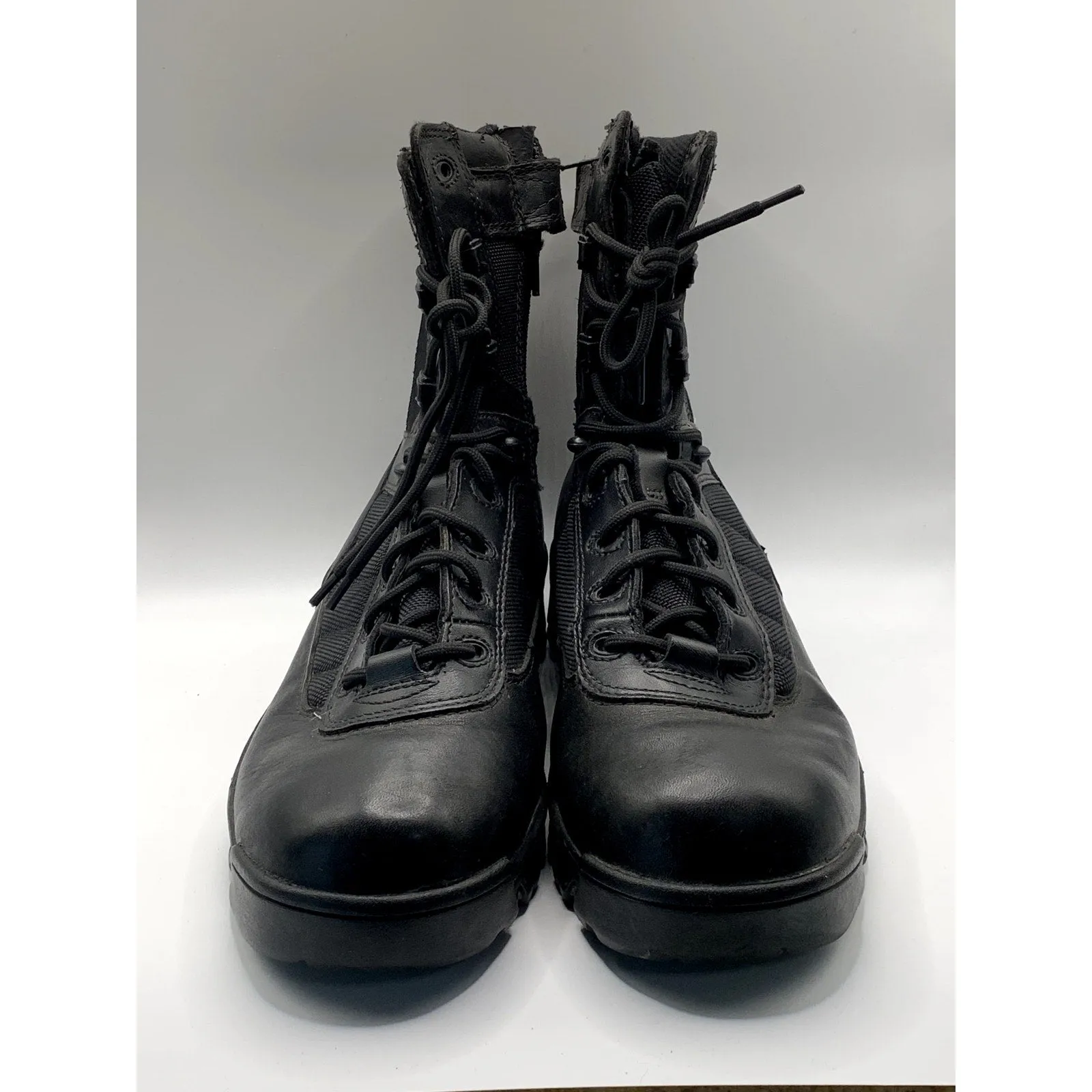 BATES Men's Black Leather Tactical 8" Side-Zip Lace-Up Military Boots SZ 9