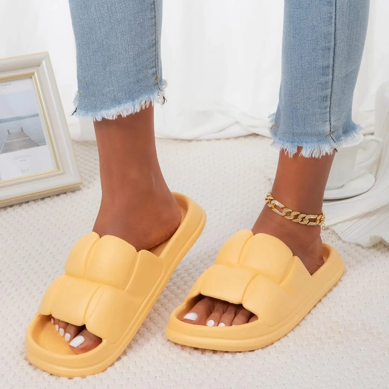 Bathroom Slippers Men Slides for Women Mens Slides Shower Shoes Women Indoor Outdoor Drainage Hole Public Slippers