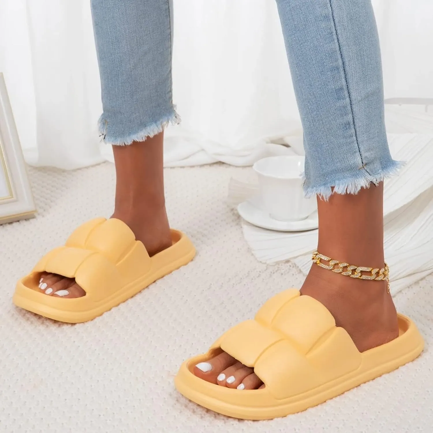 Bathroom Slippers Men Slides for Women Mens Slides Shower Shoes Women Indoor Outdoor Drainage Hole Public Slippers