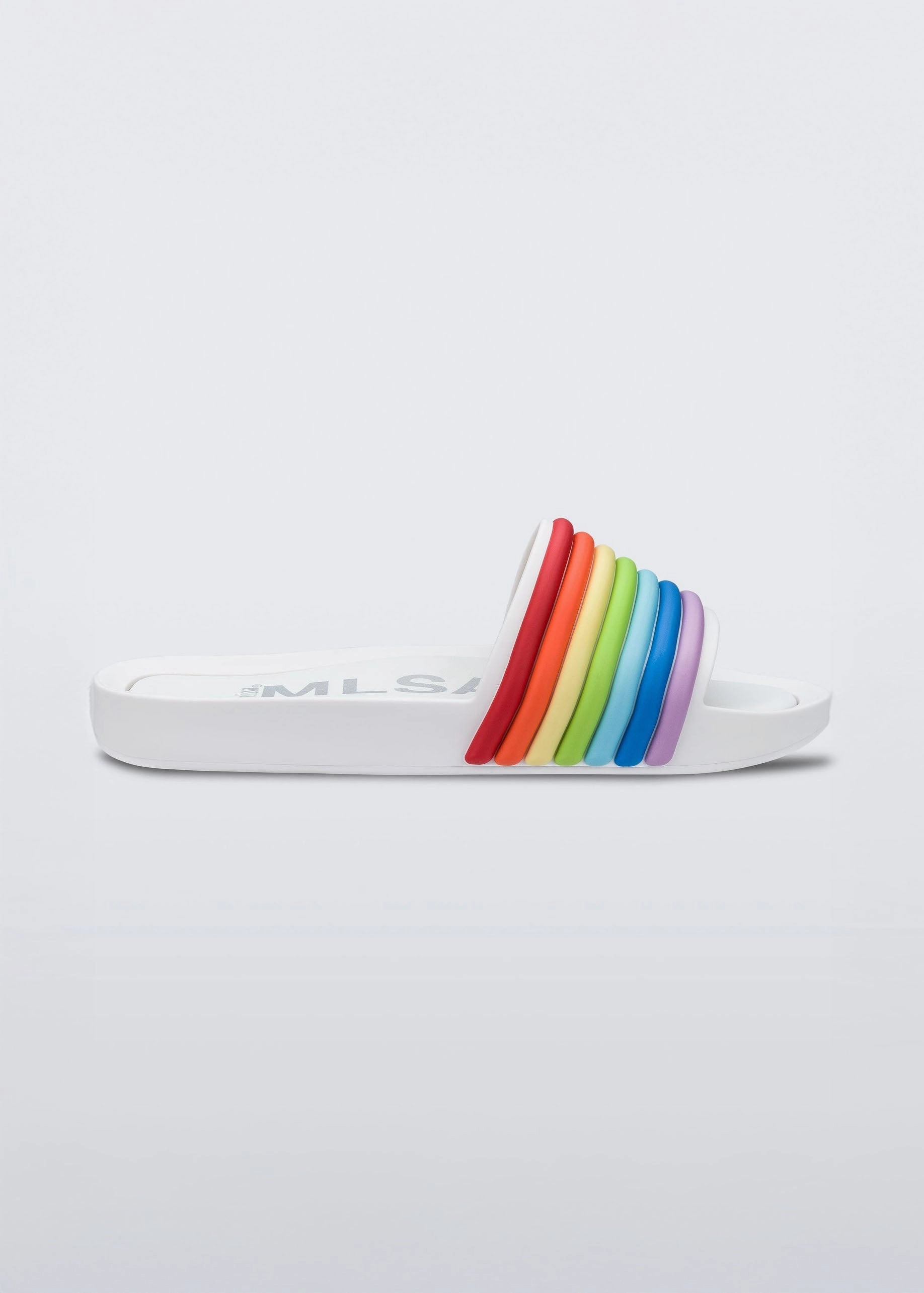 Breathable wear Quick Dry Material Beach Slide - White Rainbow