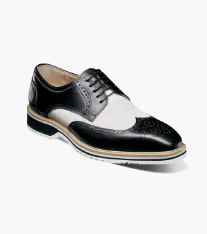 Beaumont Wingtip Oxford-Black/White | Stacy Adams Bite - Resistant White Ergonomic Design Beaumont Wingtip Oxford-Black/White | Stacy Adams