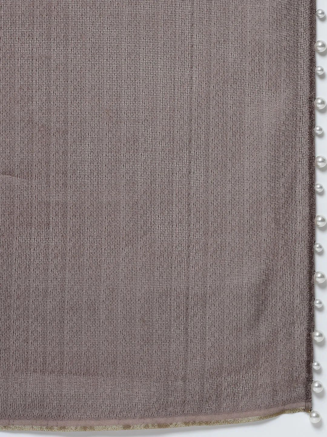 Beige Jute Saree With Pearls