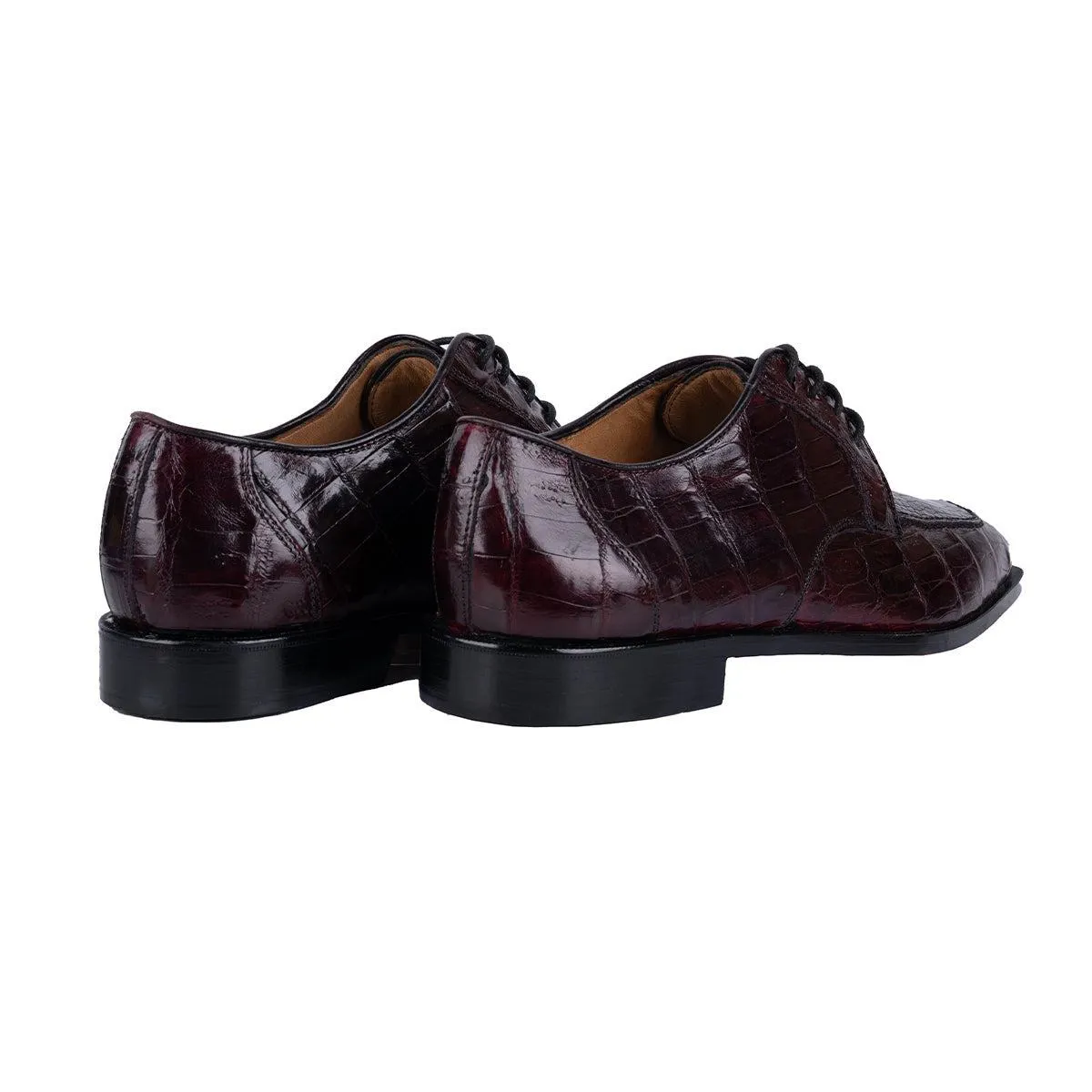 Belvedere Formal Lace Ups Croc Embossed Leather Burgundy Colour For Men