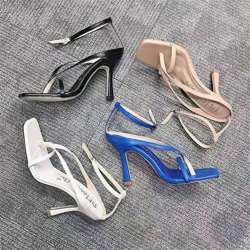 BerriesJam - 2024 Pump Peep Toe Ankle Strap Thin High Heels