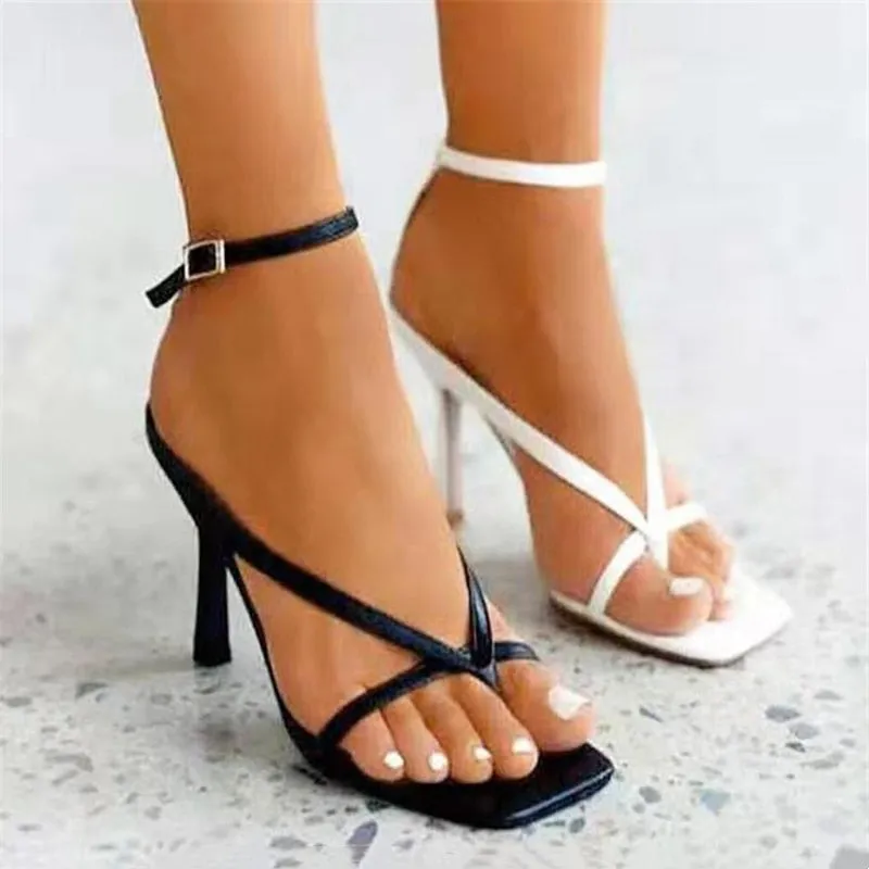 BerriesJam - 2024 Pump Peep Toe Ankle Strap Thin High Heels