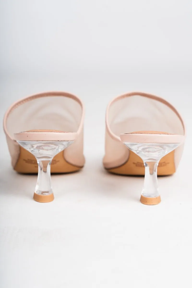 Bette mesh mule kitten heel nude