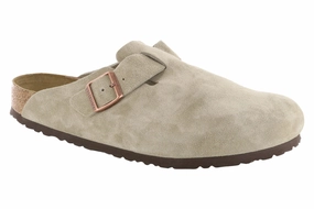 Birkenstock Boston Soft Footbed Suede Leather Taupe Embroidered Birkenstock Boston Soft Footbed Suede Leather Taupe Speed Walk High Quality Leather