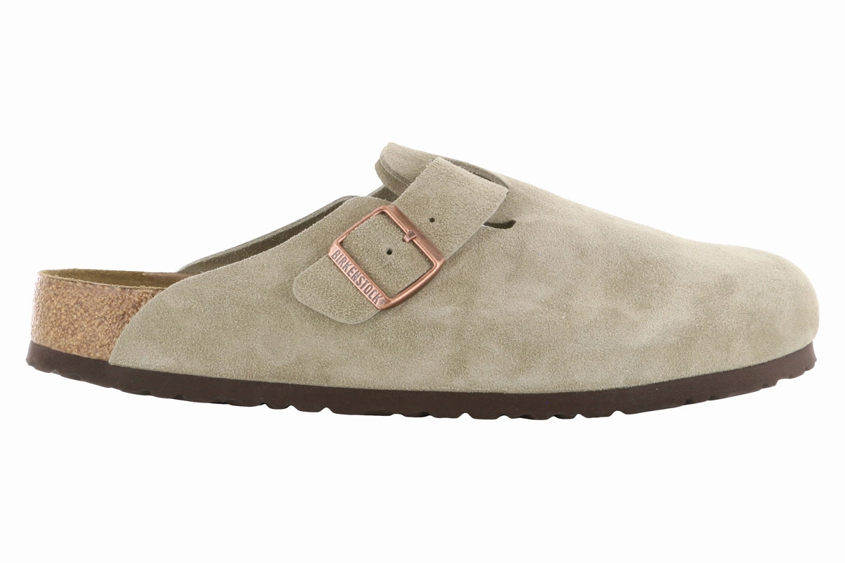 Bush Path Elastic Sides Birkenstock Boston Soft Footbed Suede Leather Taupe