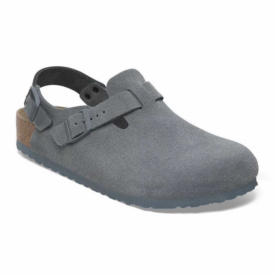 Everywhere Fit City Pace Birkenstock Women's Tokio Clog - Basalt Gray Suede Velvet-Finish