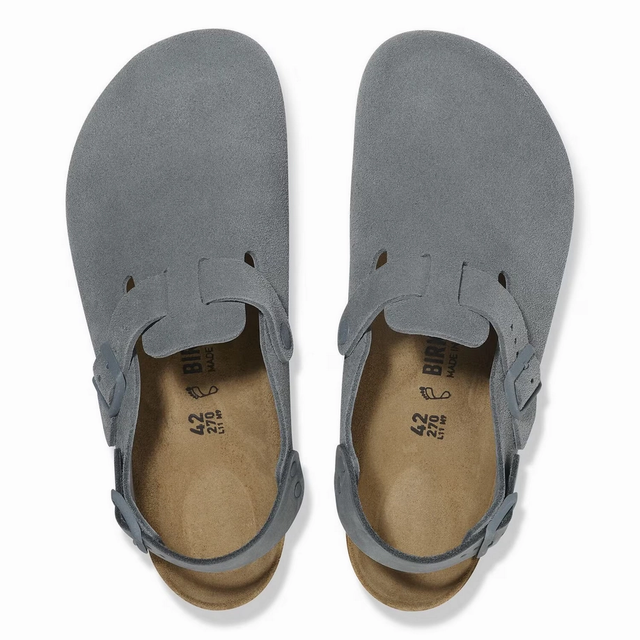 Birkenstock Women's Tokio Clog - Basalt Gray Suede Velvet-Finish Calm Mood