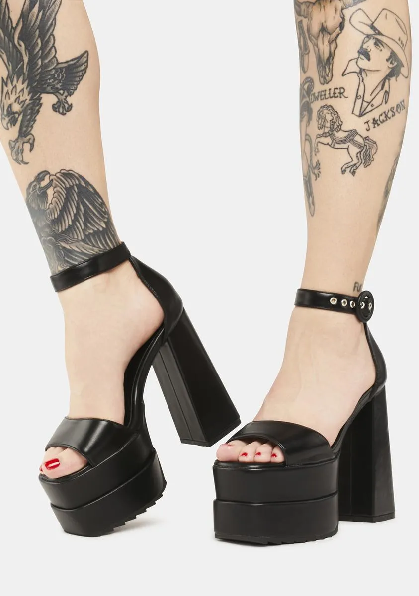 Black Just Coz Platform Sandals
