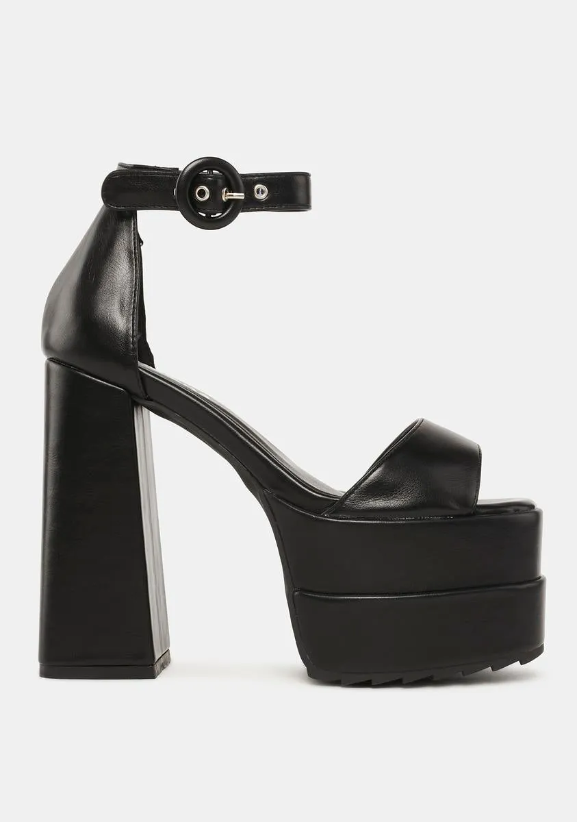 Black Just Coz Platform Sandals