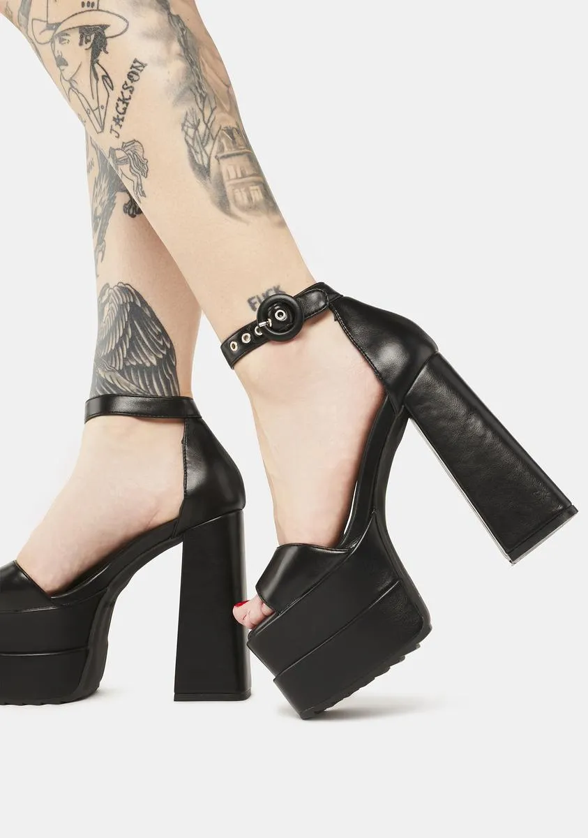 Black Just Coz Platform Sandals