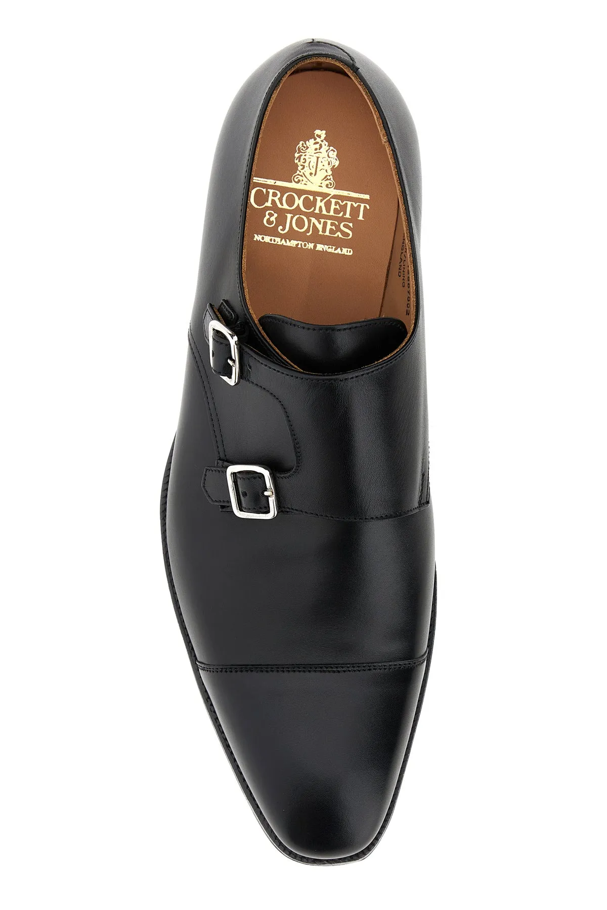 Black leather Lowndes monk strap shoes