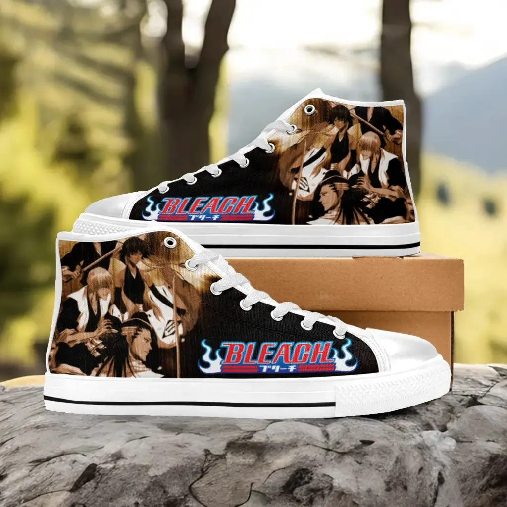 Bleach Byakuya Kuchiki Gin Ichimaru Soifon Shoes High Top Sneakers for Kids and Adults