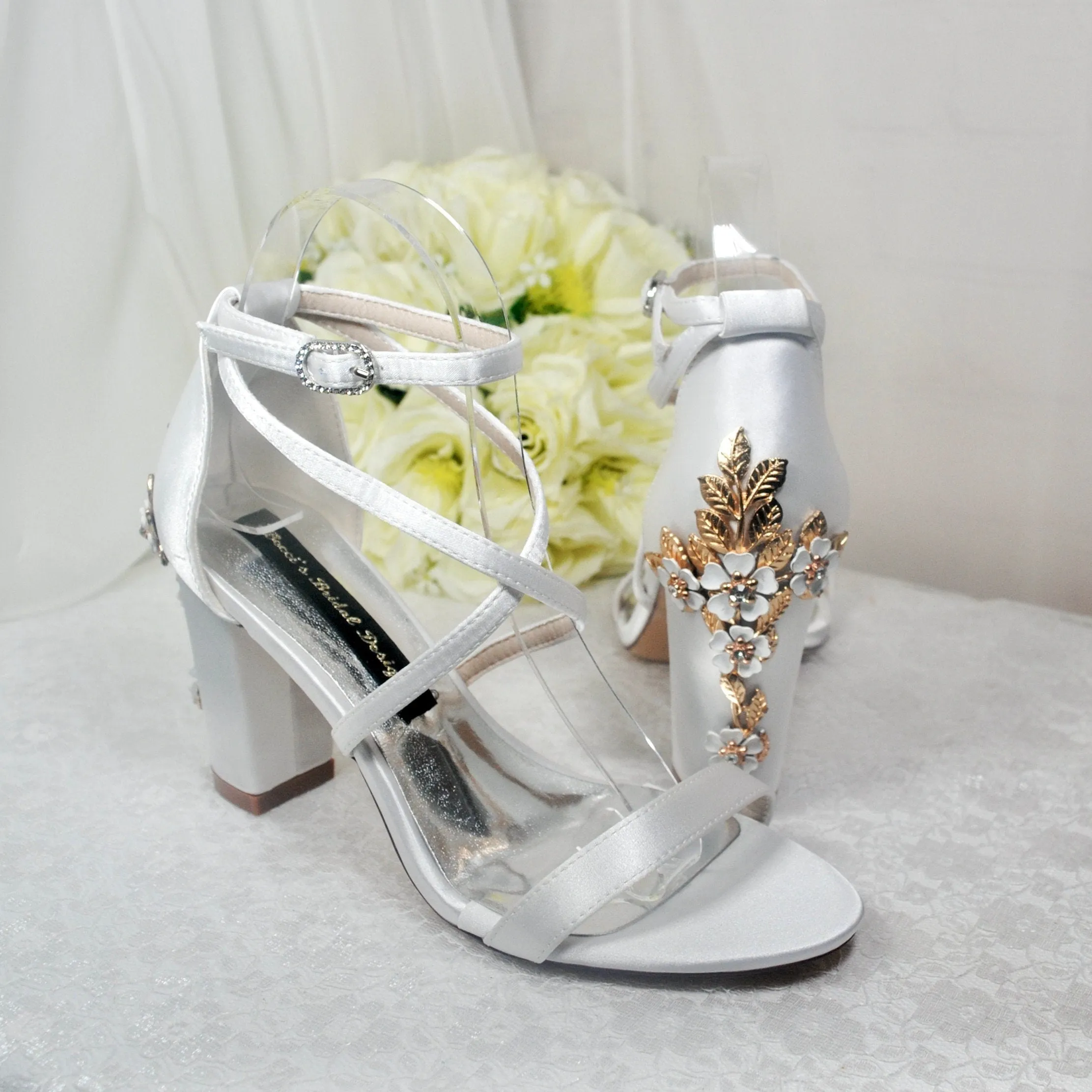 Block Heels with Cherry Blossom