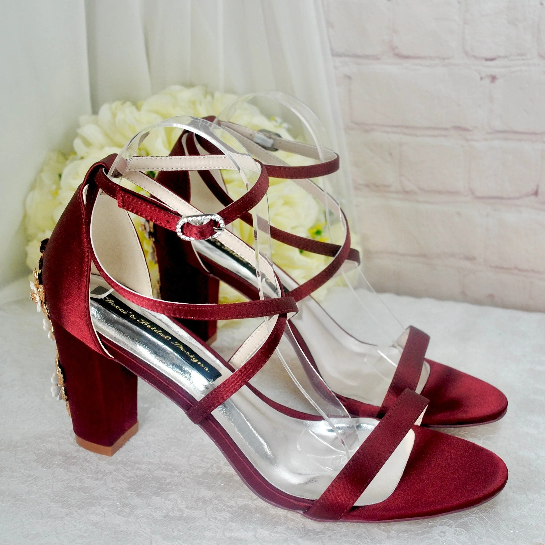 Block Heels with Cherry Blossom