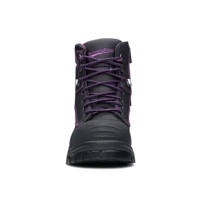 BLUNDSTONE  -  897 WOMENS WORK & SAFETY BOOTS - BLACK with PURPLE STITCHING