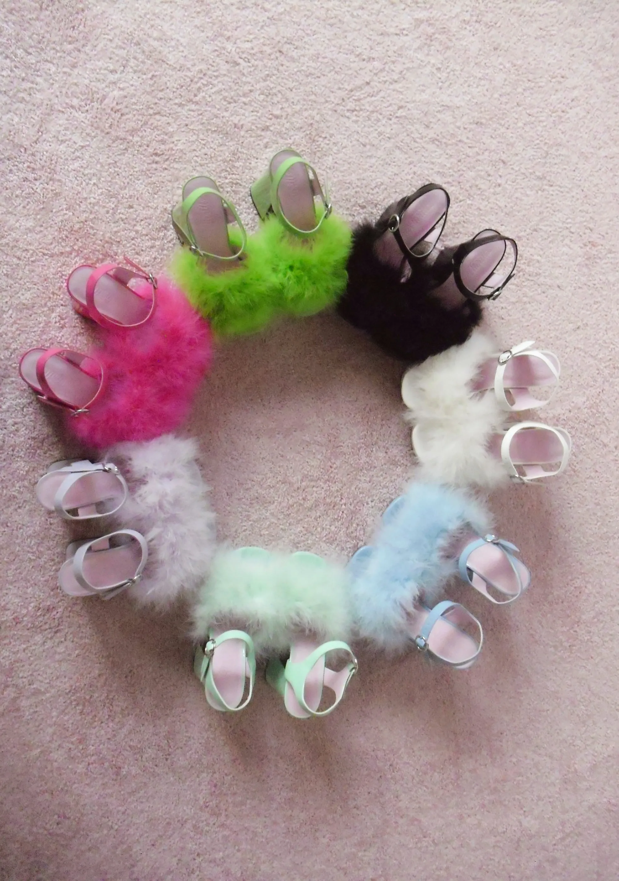 Blushin' N' Crushin' Marabou Heels - Lime Green